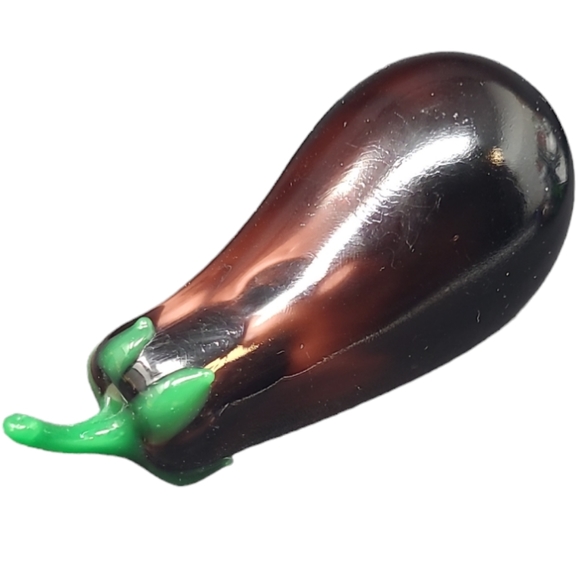 4 1/4" VINTAGE PURPLE EGGPLANT  HANDBLOWN ART GLASS - Picture 1 of 12